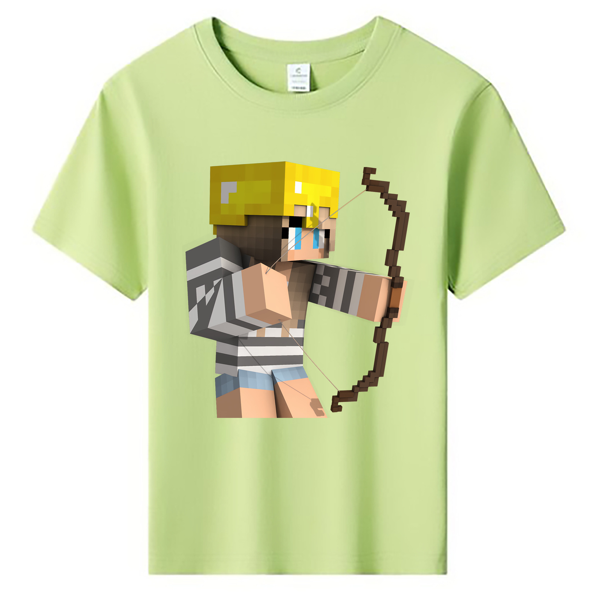 （画像用） マインクラフト ブロックの世界 Minecraft MC Block world 綿100％キッズTシャツ（フロントプリント）